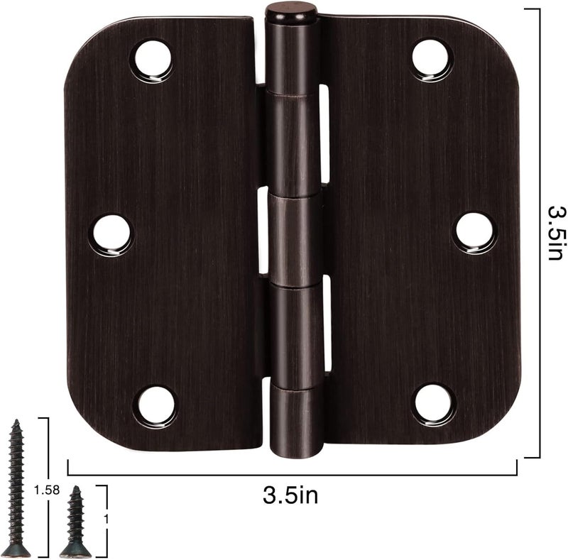 KIW Door Hinge 3 1/2" 12 Pack Rounded Door Hinges Oil Rubbed Bronze 3.5" x 3.5 Inch Hinges for Doors Interior 5/8" Radius Corners Residential Heavy Duty Steel,Reversible Removable Pin Hinge Factory Shop - Image 4